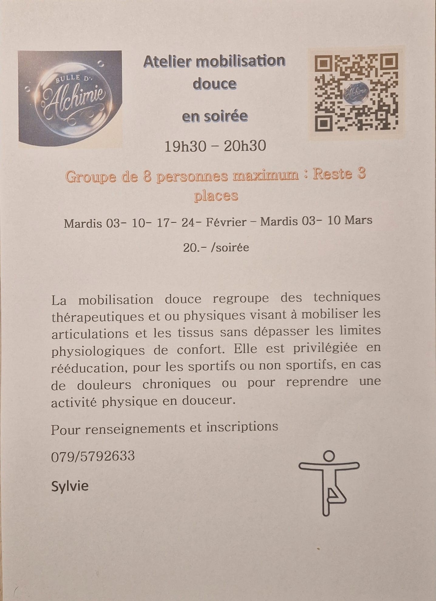 Atelier mobilisation douce en soirée - Sylvie Ducommun