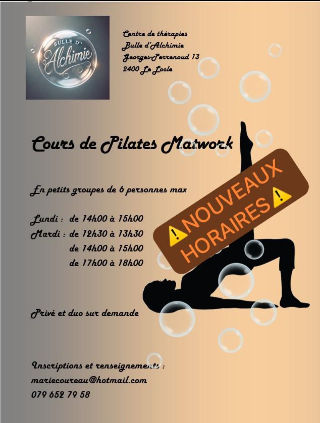 Flyer Pilates Matwork - Proposé par Marie Coureau