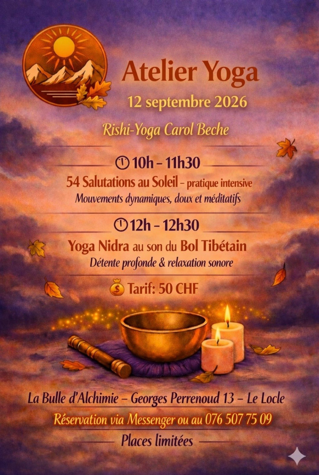 Flyer Atelier Yoga - Proposé par Carol Beche