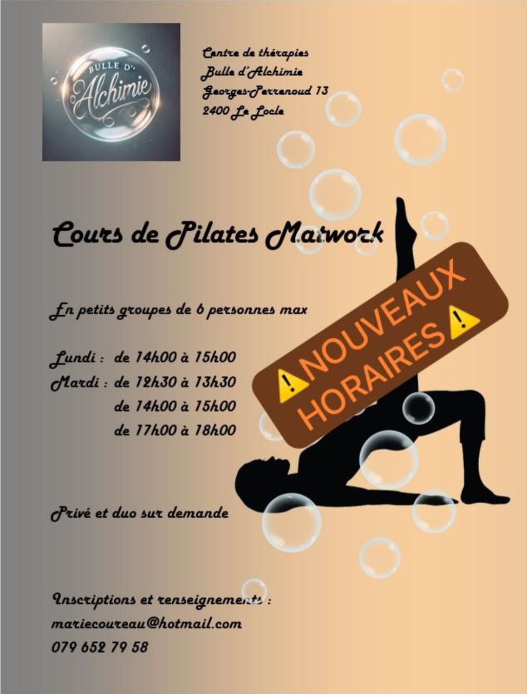 Flyer Pilates Matwork - Proposé par Marie Coureau
