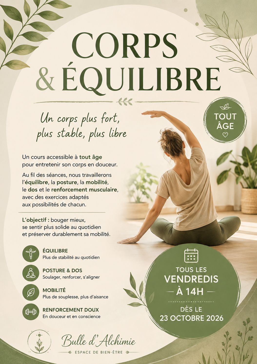 Flyer Corps & Équilibre - Proposée par Dominique Bugnon